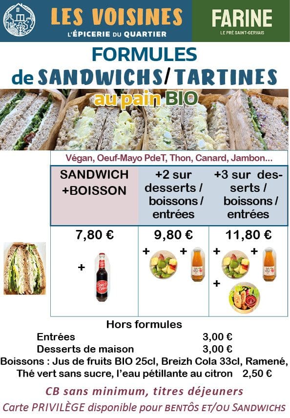 Formules Sandwiches